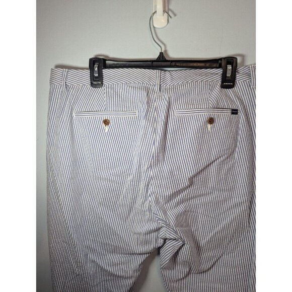 Polo Ralph Lauren Womens Blue White Striped Seersucker Nautical Ankle Pants 14 - Picture 12 of 13